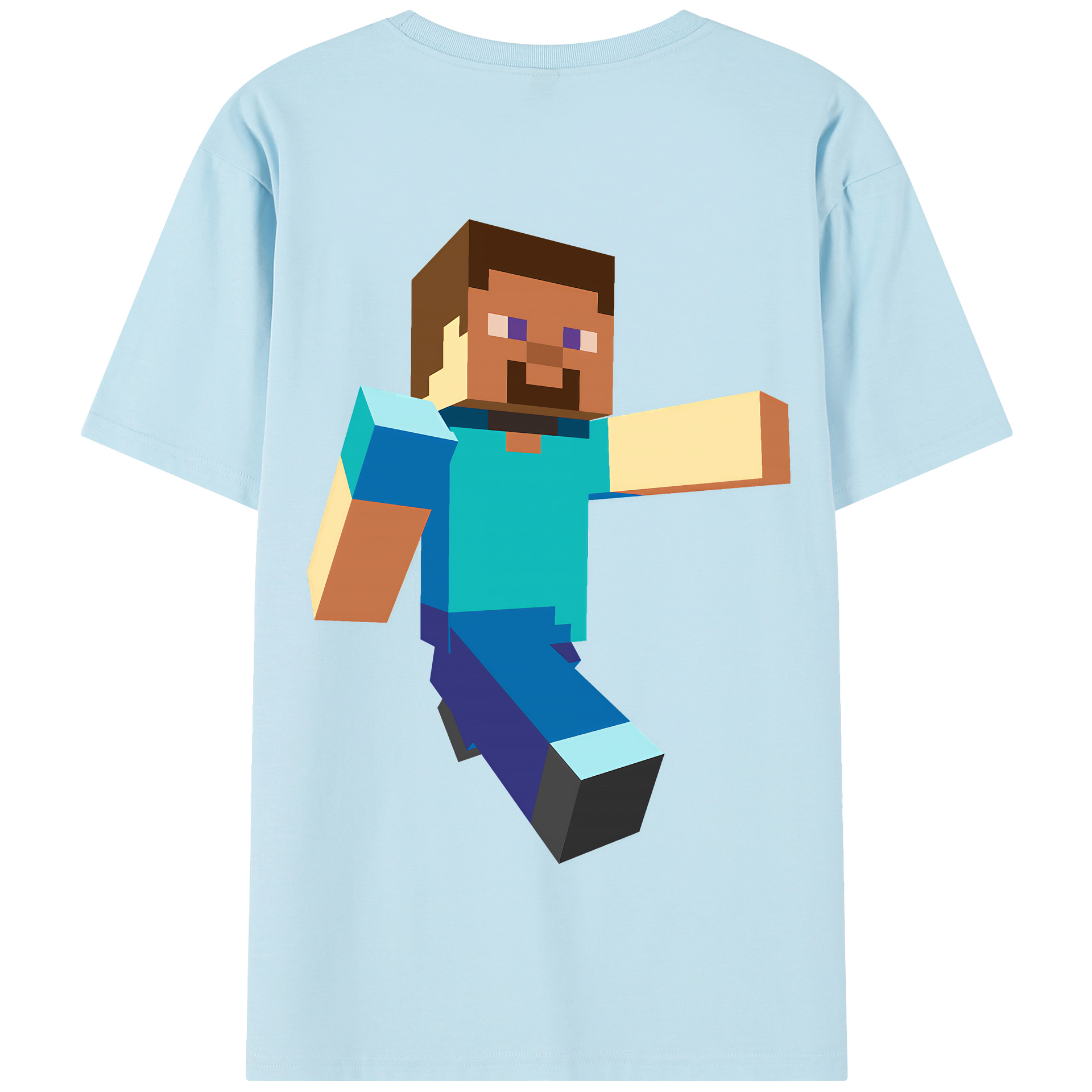 （画像用） マインクラフト ブロックの世界 Minecraft MC Block world 綿100％半袖Tシャツ（背面プリント）
